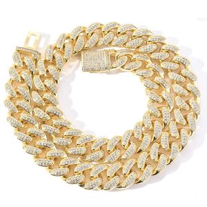 Groothandel hiphop sieraden wit goud vergulde dikke Cubaanse ketting ketting 15 mm ijs uit CZ Diamond Link