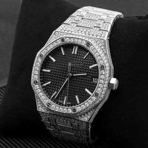 Groothandel hiphop luxe Iced Out Vvs Moissanite Diamond automatisch mechanisch horloge