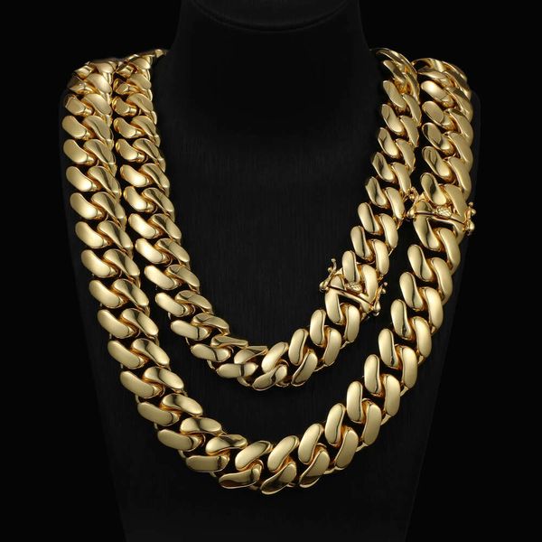 Collier en laiton massif plaqué or 18 carats pour hommes, style Hip Hop, personnalisé, chaîne à maillons cubains Miami, vente en gros