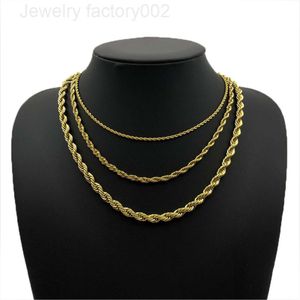 Collier Hip Hop torsadé plaqué or pour hommes et femmes, chaîne cubaine personnalisée de 2MM, 3MM et 5MM, bijoux pour hommes et femmes, vente en gros