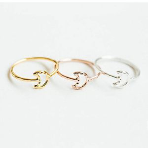 Groothandel 10 stk/partij Holle Maan Ringen Gehamerd Lijn Maansikkel Knuckle Ring Maat Voor Vrouwen Meisjes Mode Ringen R066 Fabriek Directe Verkoop