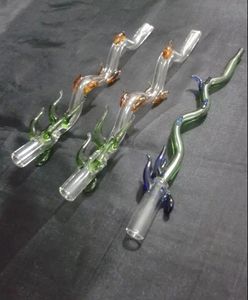 Gratis verzending Wholesale Hookah-accessoires -160 mm Kleur Dragon Shape Glass Zuigmond, waterpijphaak