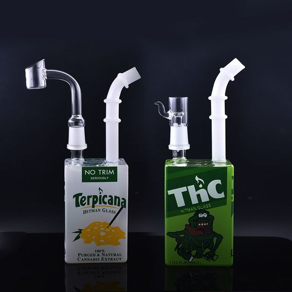 Gros narguilé verre jus boîte huile Dab Rigs bécher Bongs 7.11 pouces Hitman Bubbler conduites d'eau avec 14mm femelle Banger Nail moins cher