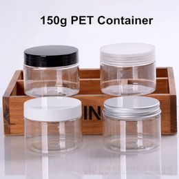 Groothandel Hot 150G Clear Pet Plastic Revilleerbare Lage profiel Jar 5oz Oogcrème Verpakking Canister Groothandel
