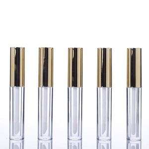 En gros chaud 250 pièces 10 ML Mini tube de brillant à lèvres rond paquet cosmétique brillant à lèvres bouteille conteneur vide avec bouchon en or