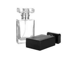 Bouteilles de pulvérisation de parfum en verre noir transparent, portables, chaudes, 30ML, avec atomiseur en aluminium, conteneurs cosmétiques vides, vente en gros