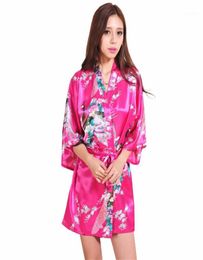 Glooles en gros - Chine chinoise Femme Roine Robe Robe Sexy Mini Kimono Yukata imprimé FlowerPeacock Slemand de nuit S M L XL XXL XXXL RB102117797949