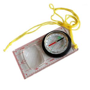 Outdoor Gadgets Wholesale- Baseplate Ruler Compass Scouts Camping Hiking Map Scale Magnifier Distance Caculating Direction Guide Tool1