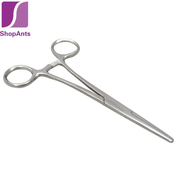 Al por mayor-Venta caliente 1 PCS Pesca 12.5 CM Punta recta de acero inoxidable Pinzas hemostáticas de bloqueo Pinzas Herramientas de maquillaje de belleza Pinzas para cejas