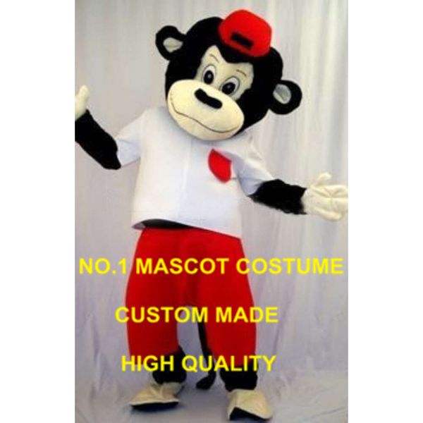 Vente chaude en gros Belle Costume de mascotte de singe noir Adult Custom Cartoon Caractère École mascotte Fancy Dishy Suit 1982 Mascot Costumes