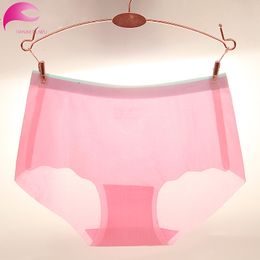 Groothandel-hot koop zomer naadloze vrouwen slipje 82% nylon ultradunne sexy vrouwen slips plus size vrouwelijke ondergoed ijs zijden slipje