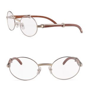 Groothandel-hot koop hout bril frame vrouwen eyewear originele metalen frame mannen glazen frames ronde houten oogglazen met doos en koffers