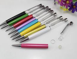 wholesale Vente chaude cadeaux de Noël tube vide stylo à bille en métal flottant paillettes bricolage stylo enfants fleur séchée petite coquille buccin cristal ZZ