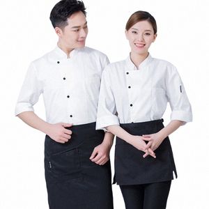 CHOLESALE HOTEL CHEF TROIS QUARTER SHEEVE MING SUMME Clothing Restaurant Kitchen Uniforme Western Baking Shop Work Test 58HF #