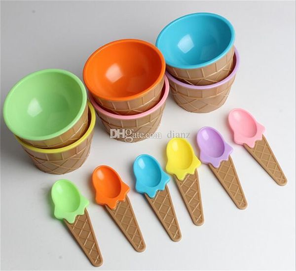 Großhandel Eiscreme-Werkzeuge Kinderschüsseln Tasse Paare Schüsselgeschenke Dessertbehälterhalter mit Löffel Kindergeschenk