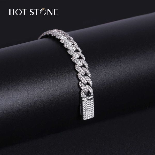 Testeur de diamant glacé, vente en gros, Vvs Moissanite, bijoux, collier, Bracelet, chaîne à maillons cubains de 10mm pour femmes