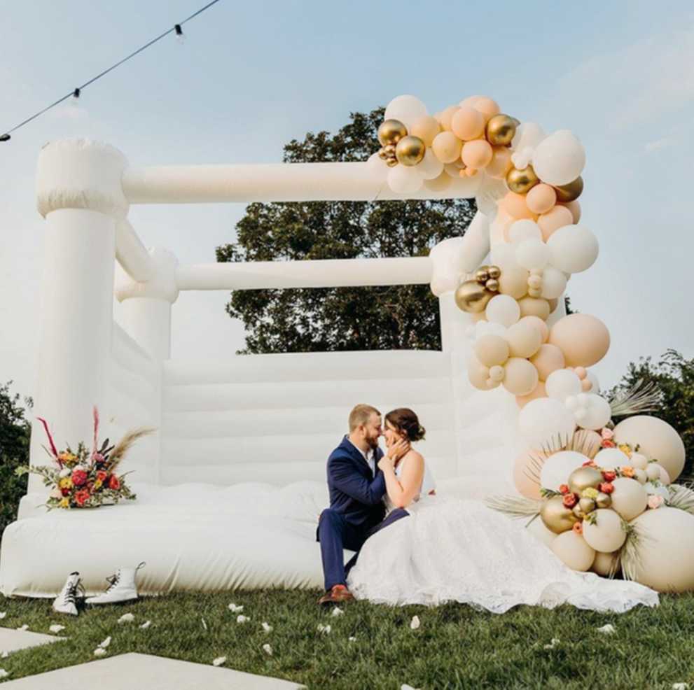 Casa inflável branca para salto, castelo saltitante em pvc/casa para salto de lua/jumper de casamento com salto de noiva, frete grátis