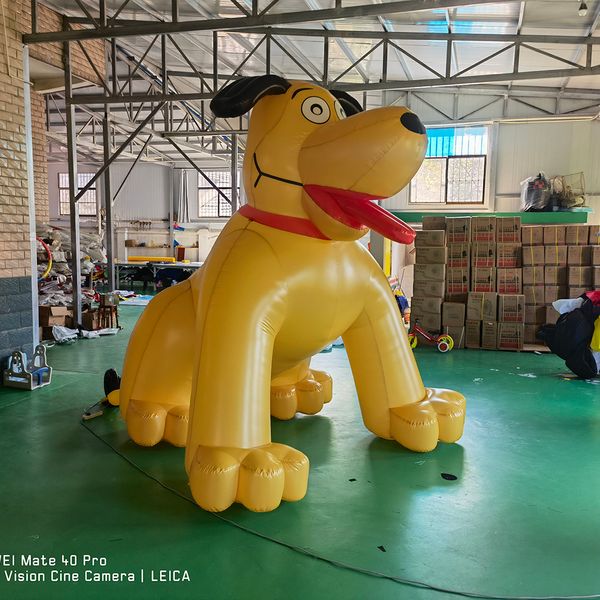 Venta al por mayor, perro amarillo inflable, perros navideños, globos, juguetes, en cuclillas en el suelo para decoración de fiestas, tiendas de mascotas y mascotas