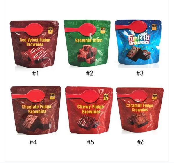 wholesale Brownies infusés sacs d'emballage 600mg gâteau vide moelleux funfetti fudge chocolat snack morsures de caramel velours rouge