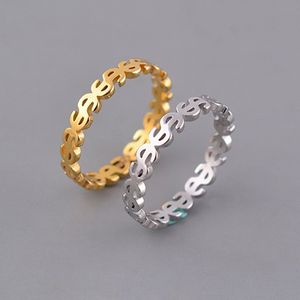 Wholesale INS anillos mujer rings femelles couleur or couleur dorée en acier inoxydable Signe de signe de haute qualité Bijoux pour les femmes