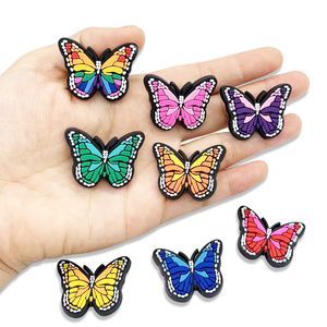 Venta al por mayor de insectos coloridos mariposas Jibbitz para Croc hebillas de zapatos de PVC accesorios de zapatos de moda regalos de fiesta de PVC de goma suave