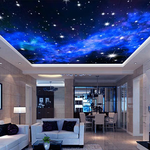 Plafond intérieur 3D étoiles de la voie lactée revêtement Mural personnalisé Photo murale papier peint salon chambre canapé fond