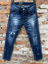 Groothandel- Italiaanse luxe Rose geborduurde jeans 2024 Nieuwe ontwerper Menjeans Slim Fit Mens Gedrukte jeans Biker denim broek