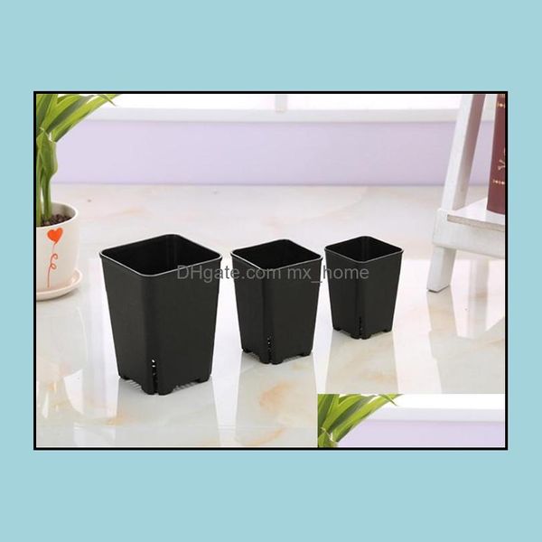 Pot de fleurs carré en plastique, design japonais, 3 tailles, option de fuite latérale, pour plantes succulentes, blanc, noir, pot de pépinière, livraison de gouttes de plantes, vente en gros