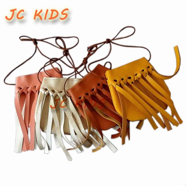 Al por mayor- JC KIDS Moda Bebé Niñas Monederos Bolsos hechos a mano para niños Bolso de la borla de la muchacha Accesorios para niños monederos de la borla de las muchachas