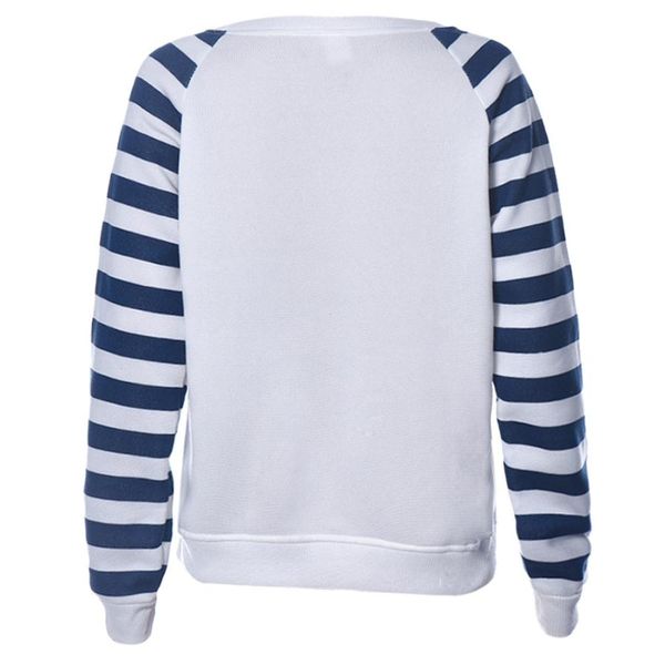 Al por mayor-JECKSION 2016 Nueva camisa para mujer Boat Anchor Stripe Print Sudadera de manga larga Pullover Tops #LYW