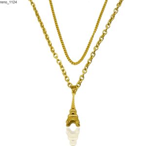 Bijoux en gros 18K plaqué or en acier inoxydable pendentif collier français Paris Tour Eiffel pendentif collier pour hommes femmes