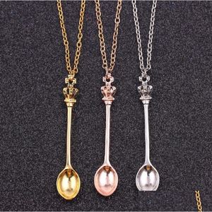 Groothandel sieradenketting Gold Sier Crown Mini Theepot Royal Alice Snuff Ketting Lepel Hanger Drop Delivery Dhuys