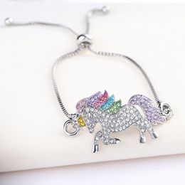 Joyería al por mayor Glaze The Sparkled Colorful UNICORN Horse Animal crystal Bracelet