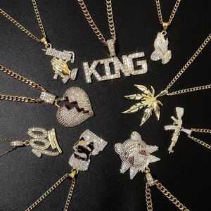 wholesale Bijoux Punk hip hop lettre plein diamant pendentif hiphop collier de designer pour hommes Collier hip-hop européen et américain Accessoires vestimentaires