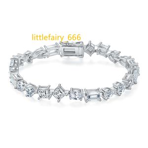 Bijoux en gros VVS Fancy Cut Moissanite Diamond Tennis Bracelet 925 Sterling Silver Plaqué Or Blanc Tennis Chain Bracelet