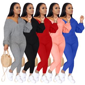 Groothandel Jumpsuits Vrouwen Herfst Winter Kleding Bodycon Rompertjes Effen Jumpsuits Met Lange Mouwen Een Stuk Outfits Skinny Overalls Losse Pnats Casual Streetwear 8537