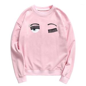 Dames Hoodies Sweatshirts Wholesale- Kawaii Kleding Wenkbrauwring Hoodie Borduurwerk Sweatshirt Vrouwen Polerones Winter 2021 Harajuku los