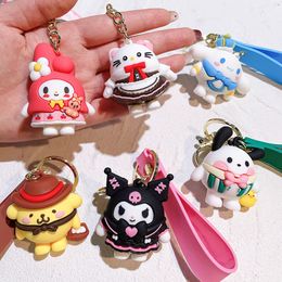 Keychain en gros Keychain mignon Kuromi Pvc Doll Key Chain Cartoon Anime Backpack Pendant Car Courterises Accessoires Kids Gift