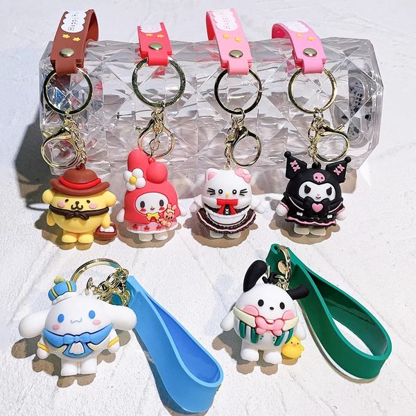 Keychain en gros Keychain mignon Kuromi Pvc Doll Key Chain Cartoon Anime Backpack Pendant Car Courterises Accessoires Kids Gift