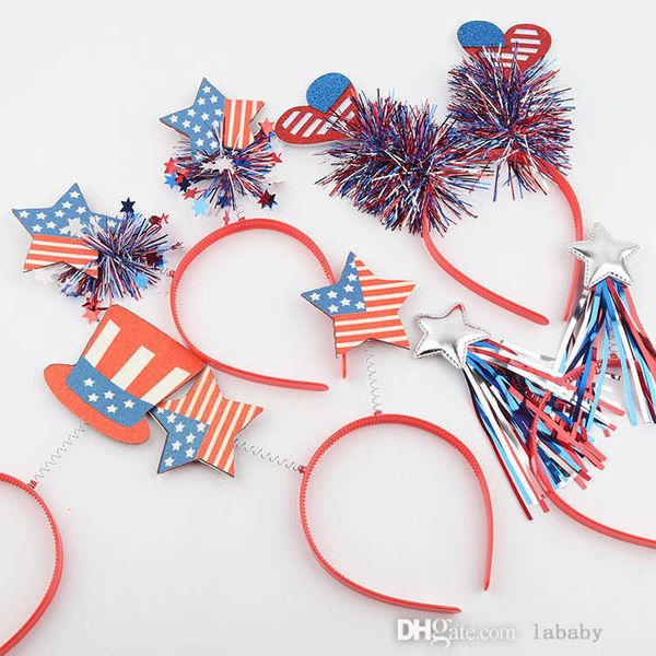 Venta al por mayor, palitos para el cabello para niños, diseño de bandera americana, diademas de corazón, accesorios para el cabello para bebés, regalos para niños