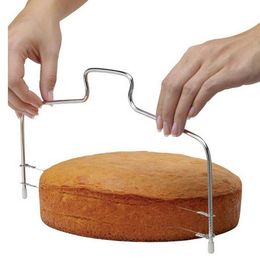Groothandel Keuken DIY Bakken Accessoires Dubbele Lijn Cake Slicer Home DIY Cake Stijltang Snijlijn Verstelbare Cakes Slicer SN3732