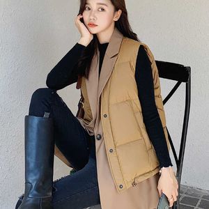 Groothandel Korean V Neck Custom Plus Size Two Piece Suit Pak Puffer Vest Set Women Waistcoat Spring Down Mouwess