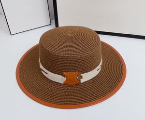 Version coréenne en gros du printemps et de l'été plat le long du chapeau de paille femme été mode crème solaire chapeau de paille net rouge voyage grands chapeaux de soleil à bord