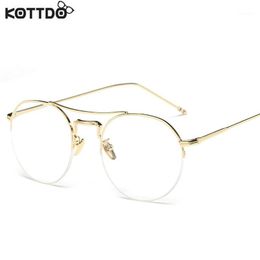 Wholesale- Kottdo 2022 Classic Retro Clear Lens Lens Hommes Femmes Lunettes Lunettes Verres Métal Optique Métal Full Rim Spectacles transparents