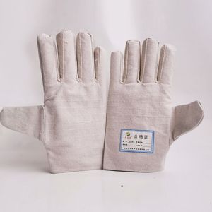 vente en gros protection du travail résistant à l'usure soudage électrique résistant aux hautes températures toile d'armure blanche gants de fil 6 couches directement fournis par le fabricant