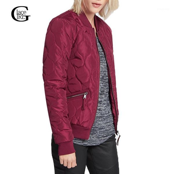 Vestes pour femmes en gros - Dentelle Fille 2021 Automne Hiver Bomber Veste Femmes Manteau Rembourré Femme Casual Fermeture Éclair Aqueta Feminina Matelassé Court J