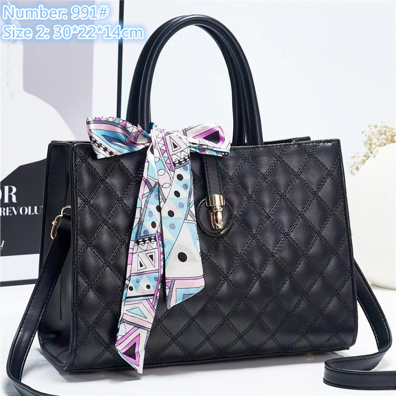 Wholesale ladies leather shoulder bags elegant solid color woven handbag small fresh ribbon bow backpack large capacity three-layer fashion tote bag 1566#