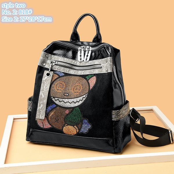 Venta al por mayor de bolsos de hombro para mujer, 2 estilos, dulce y lindo bolso de mensajero con lentejuelas de dibujos animados, mochila de moda con tachuelas, bolso de cuero multifuncional 823 #