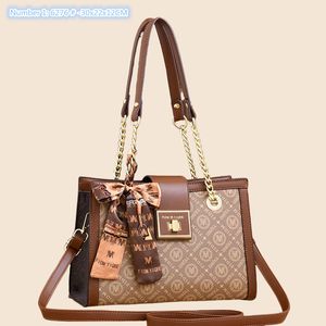 Factory Groothandel dames schoudertas elegante ventilator retro bedrukte kettingzak zoete lint boog vrouwen handtas groot reliëf lederen messenger tas 6276#