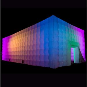 wholesale Grande tente gonflable blanche illuminée par magie de cube avec la salle gonflable mobile de boîte de nuit d'éclairage menée pour des événements extérieurs avec le bateau libre de ventilateur à votre doo